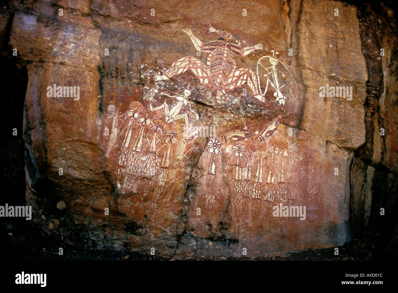 Famous Australian Aboriginal rock art depicting many historical dreamings at Anbangbang shelter