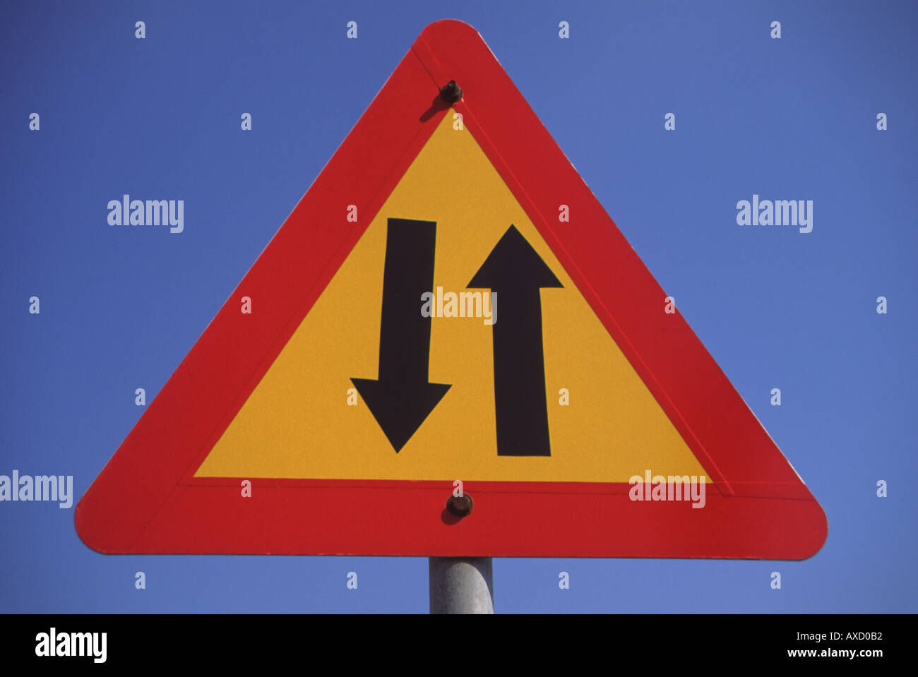 Two Way Road Sign Greece Stock Photo