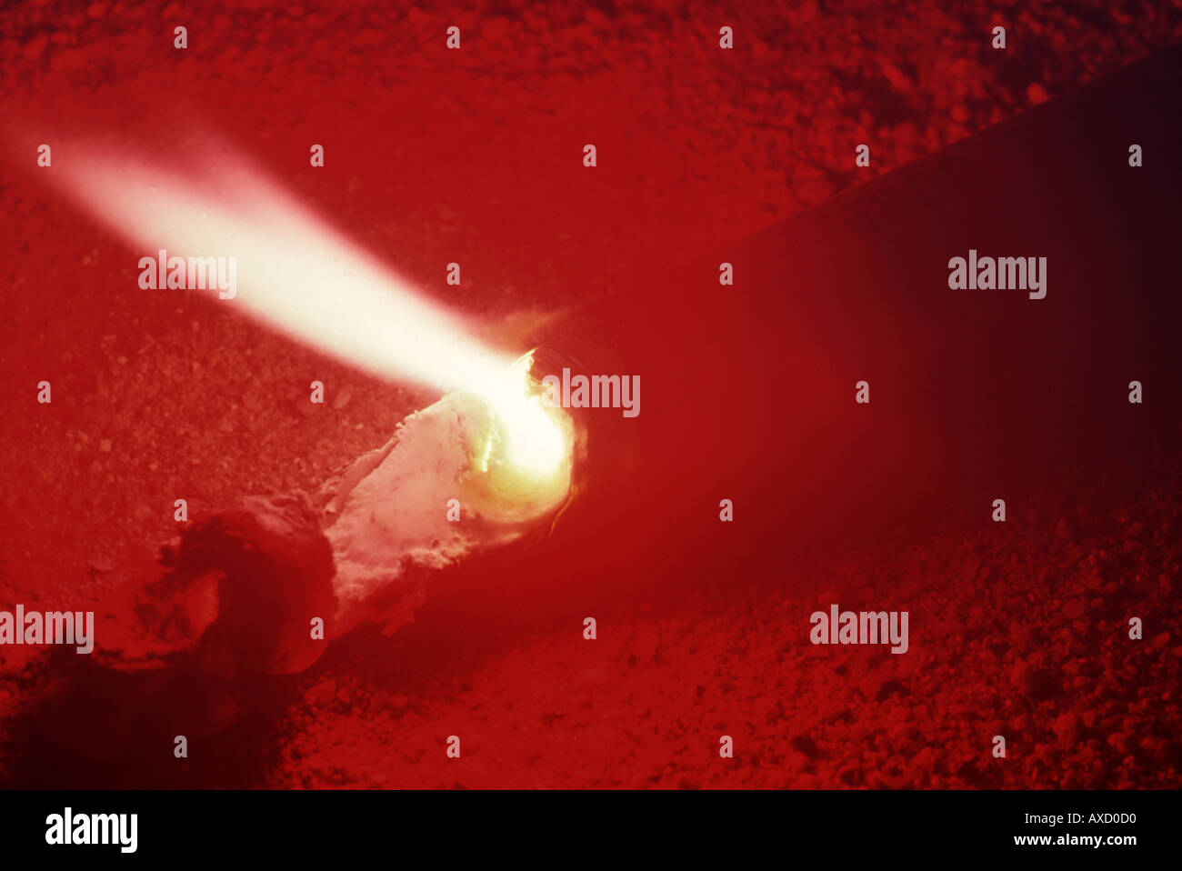 Burning Road Flare Stock Photo