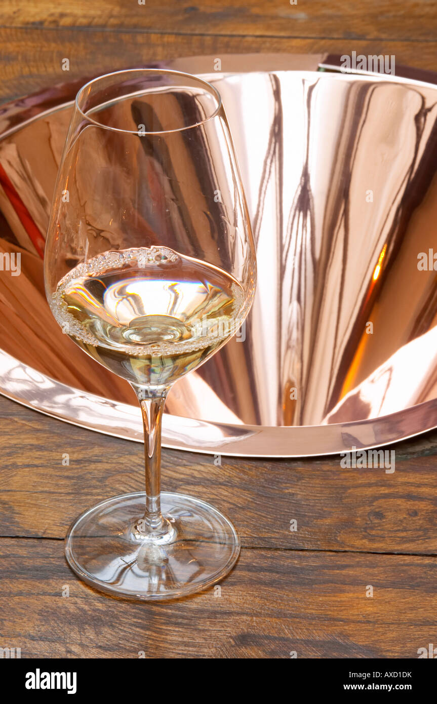 Wine tasting. Spittoon. Wine glasses. Domaine Negociant Champy Pere & Fils, Beaune, Burgundy, France Stock Photo