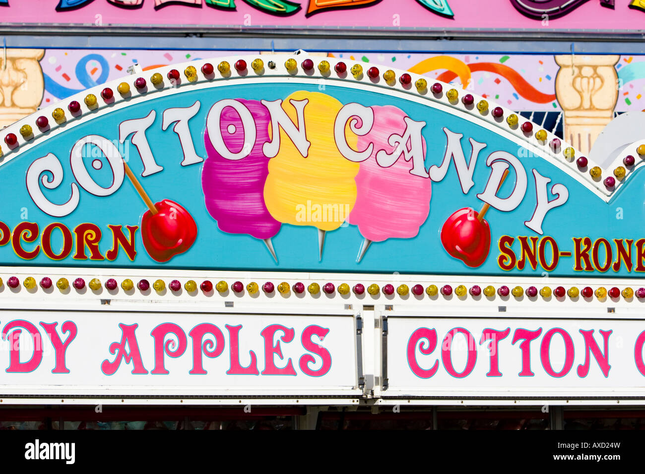 Cotton candy sign at carnival in USA Stock Photo - Alamy