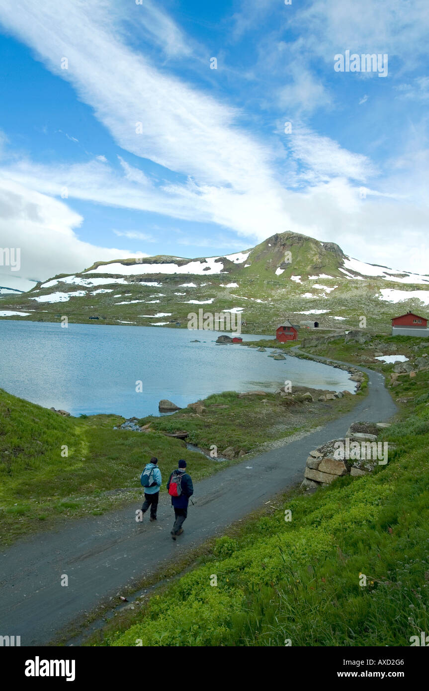 Trekkers.Finse. Aurlandsdalen trek.Norway Stock Photo