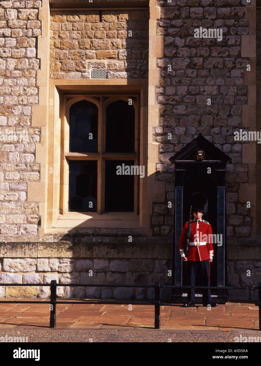 Queen's Guard on sentry at the Tower of London, protecting the Crown ...