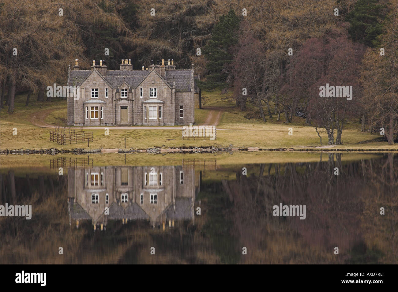 Glas allt Shiel royal lodge, Glen Muick, Balmoral Estate, Cairngorms National Park. Stock Photo