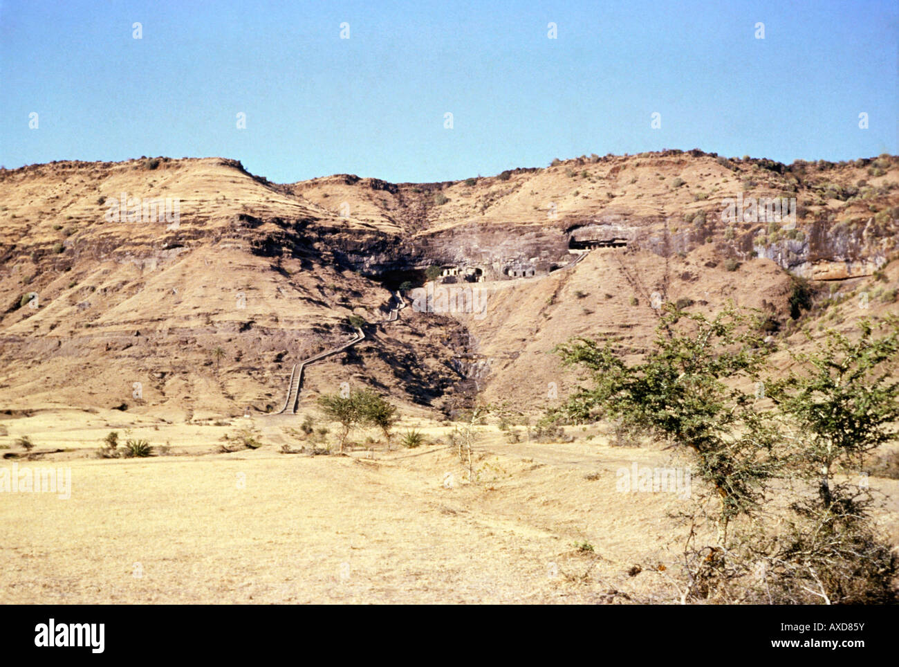 Aurangabad (India) showing 1 - 5 caves 5th century A.D. Stock Photo