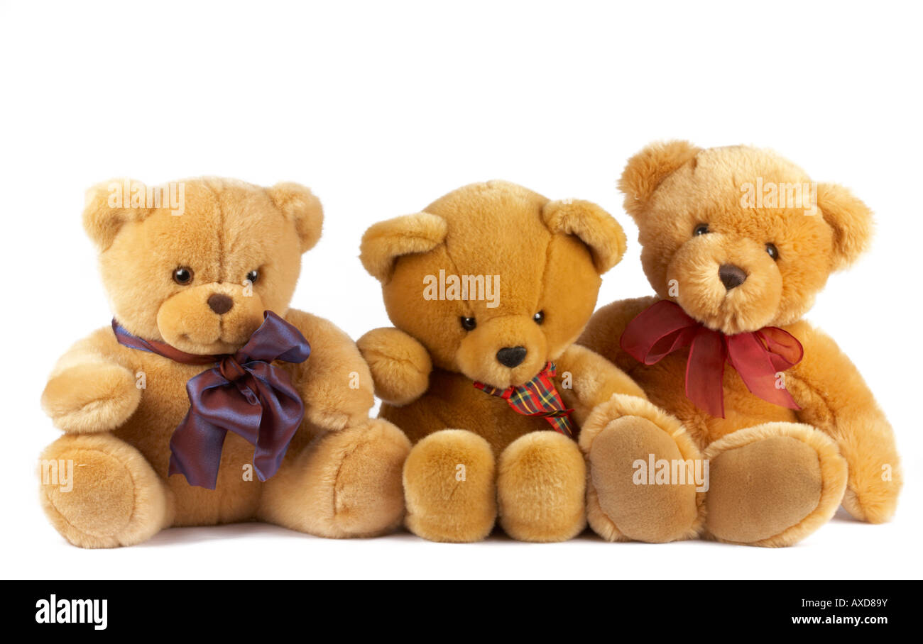 Three fluffy teddy bears Stock Photo Alamy