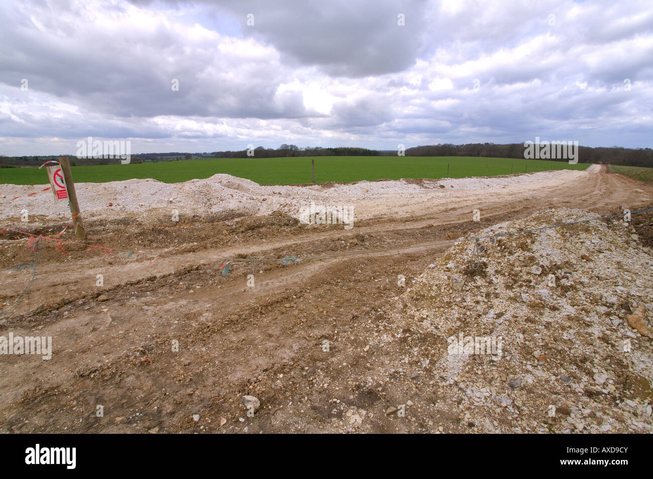 The after effects on a green field once a gas pipeline had been laid from Humbley Grove in Hampshire Stock Photo
