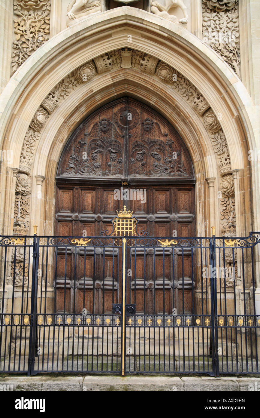 'Kings College Chapel Cambridge' Main Chapel doors. Stock Photo