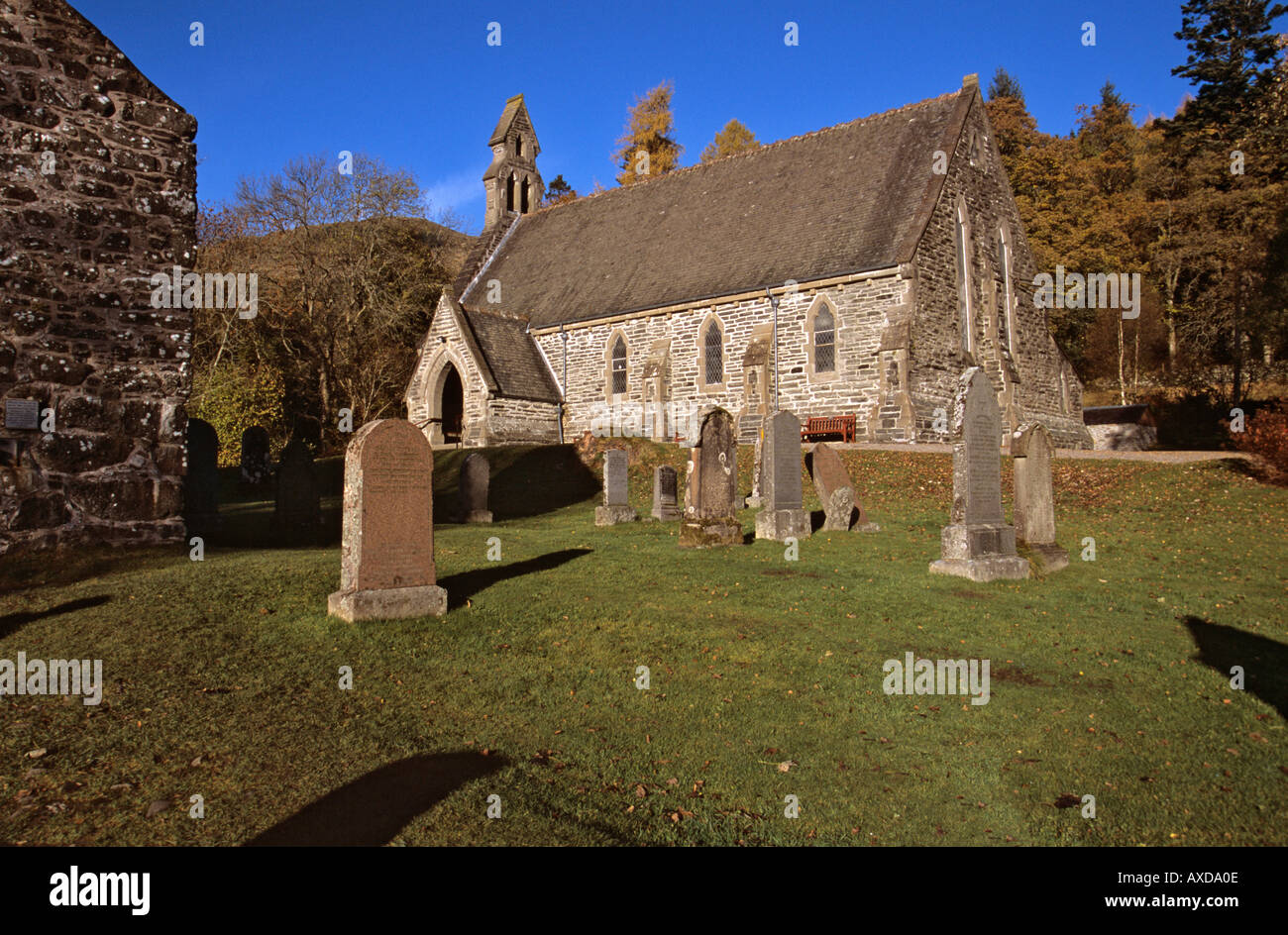 Balquhidder churchyard and church in scotland uk Stock Photo