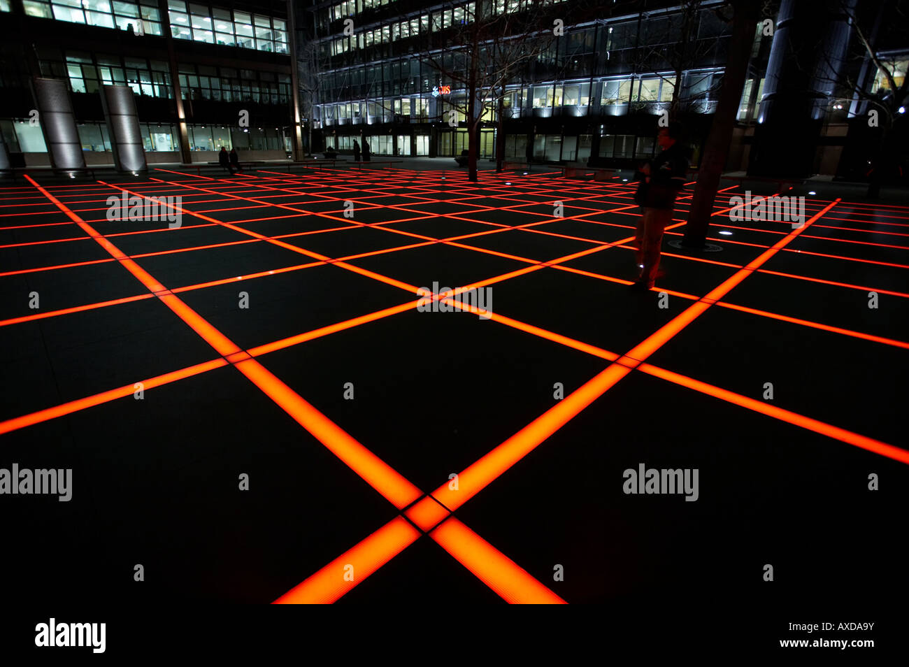 lit up light grid on the ground in London England UK Stock Photo Alamy