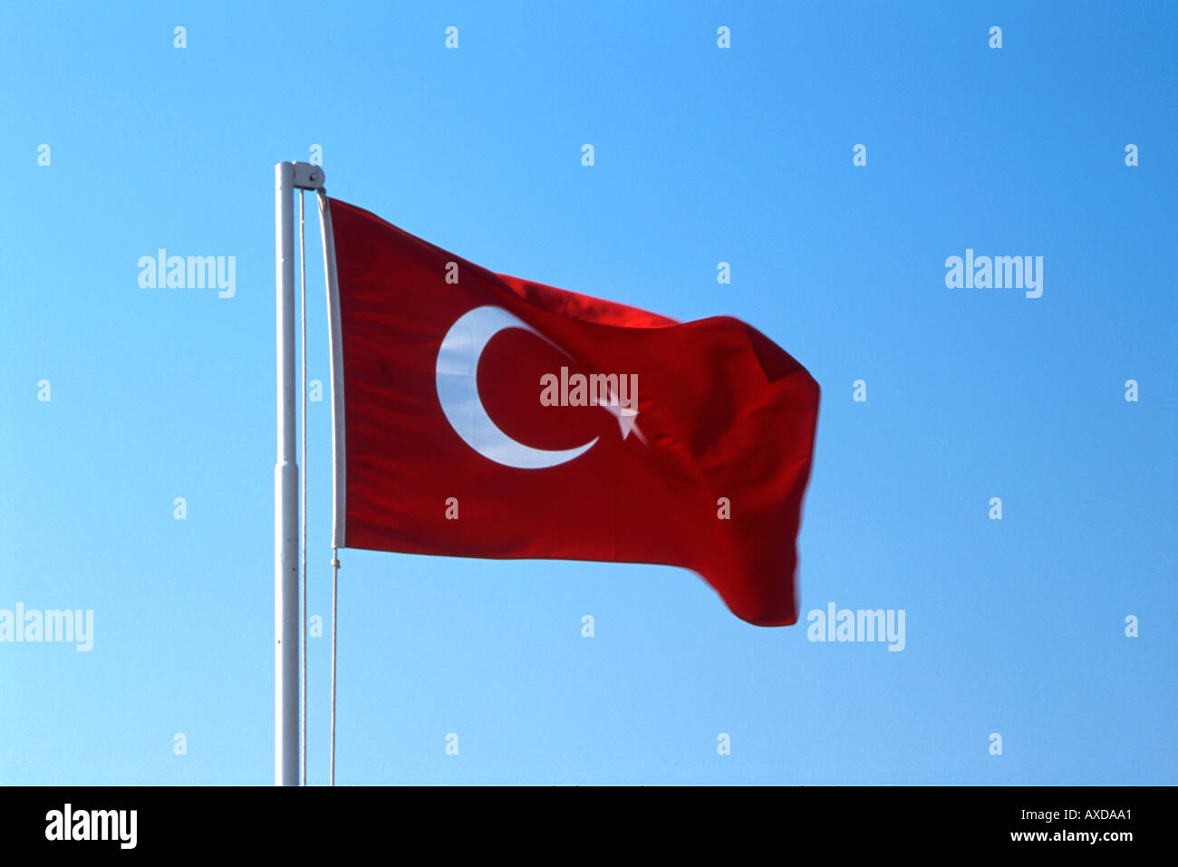 fluttering flag of Turkey Stock Photo