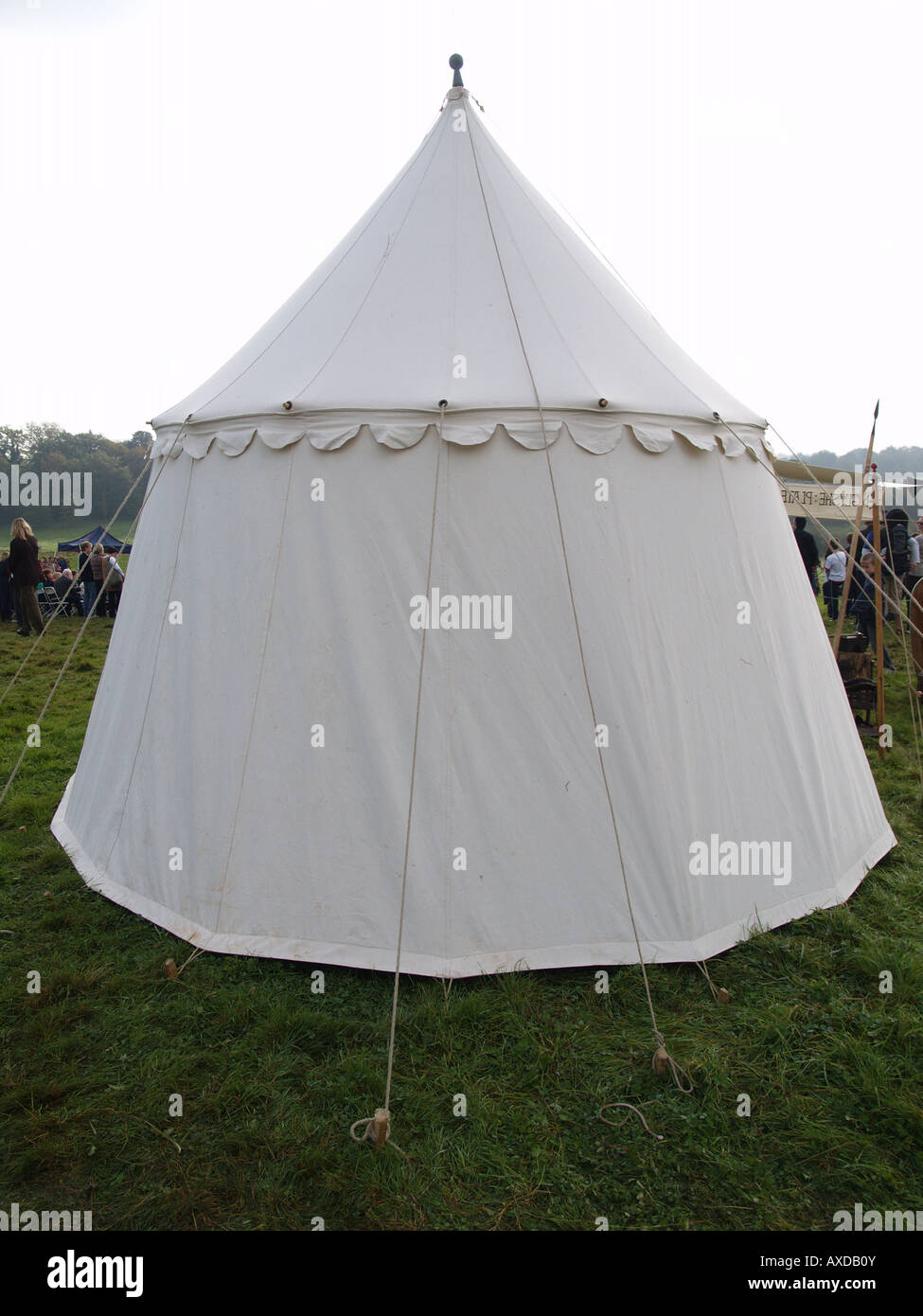 medieval white circle circular cloth knight tent Stock Photo - Alamy