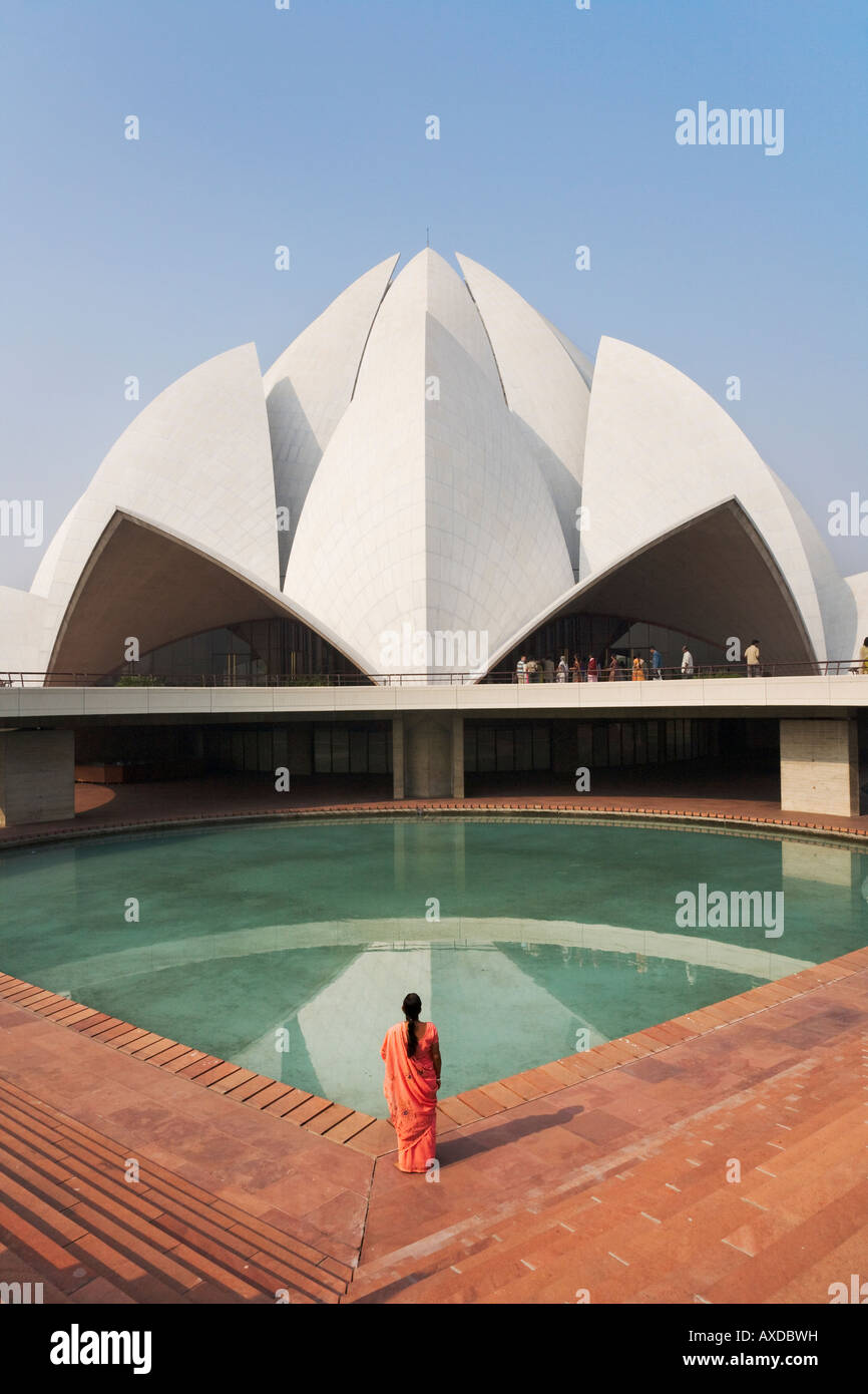 Indian girl in Lotus Temple Delhi India Stock Photo - Alamy