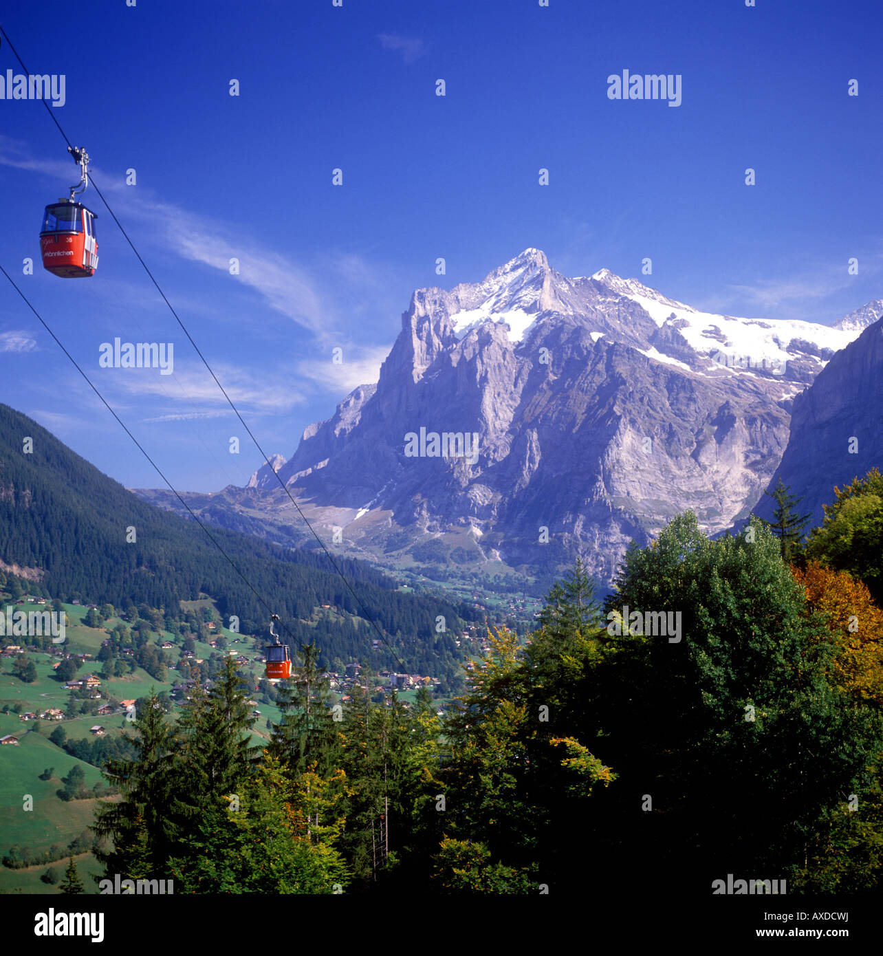Grindelwald Gondola cars to the Mannlichen Stock Photo Alamy