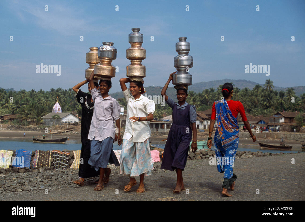 Nagon River India Water Carriers Stock Photo - Alamy