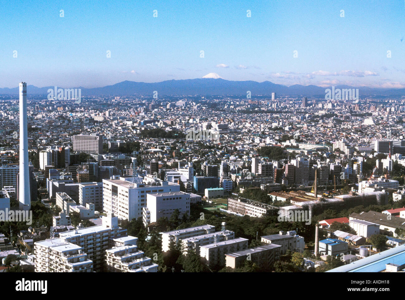 Mt Fuji and the Tokyo skyline viewed from Yebisu Garden Place Stock Photo