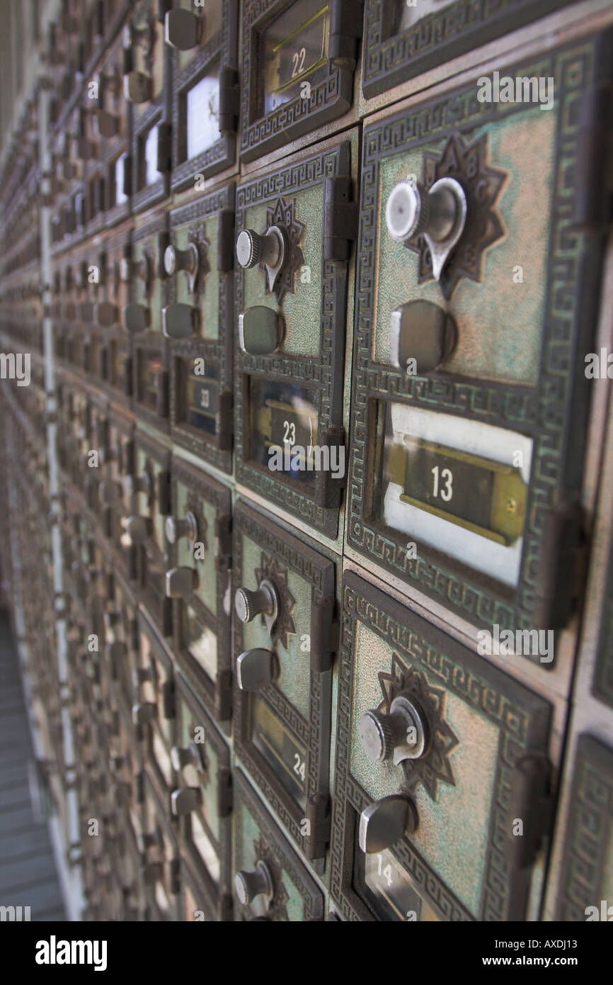 Post Office Box Wall to Infinity Wall of locked boxes Row on row of