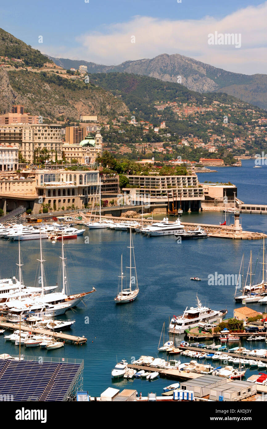Scenic view of Monaco harbor in the south of France. Stock Photo