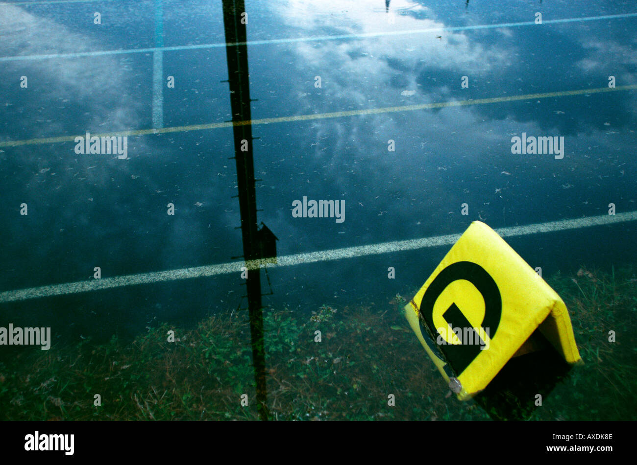 flooded end zone horizontal color sports team football field end zone