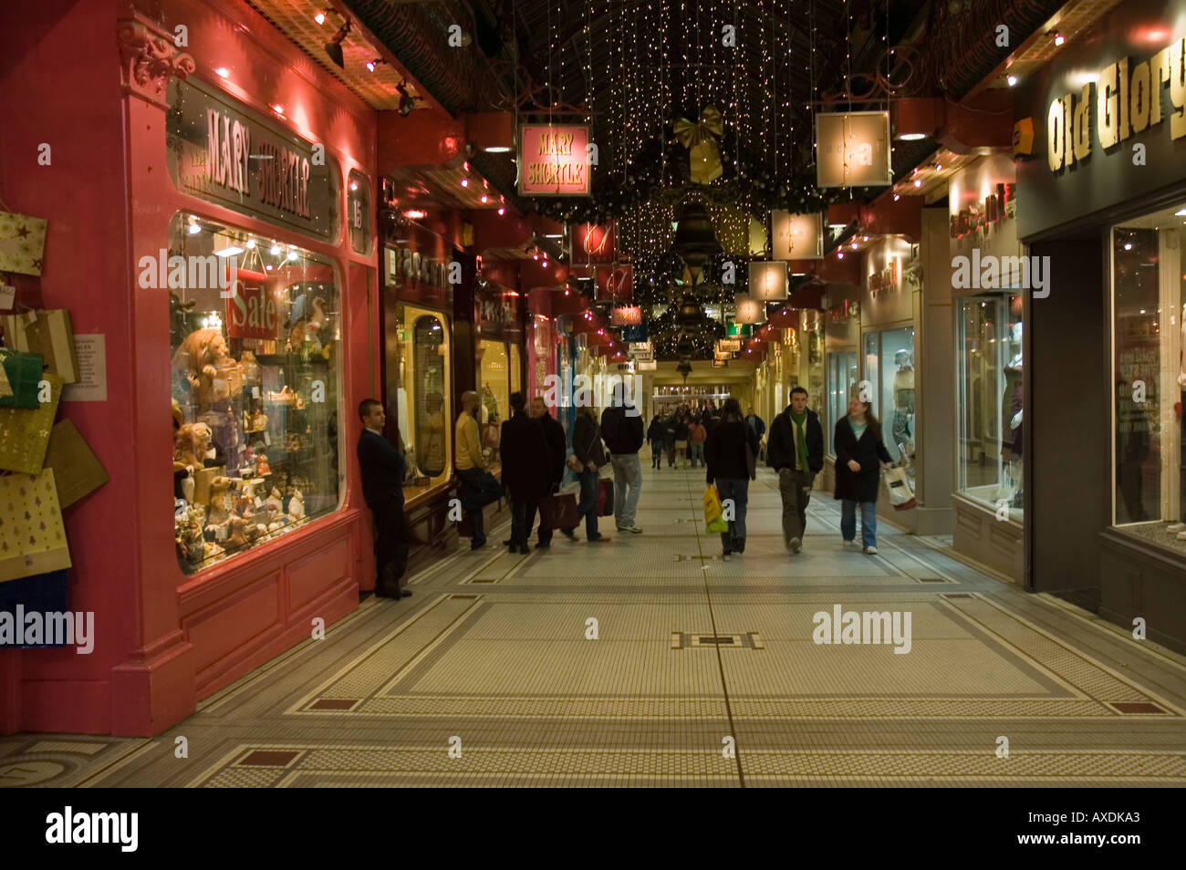 Leeds Christmas lights Victoria shopping quarter Stock Photo Alamy