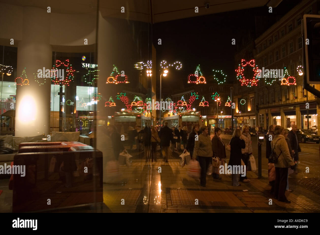 Christmas lights in Leeds city centre Stock Photo Alamy