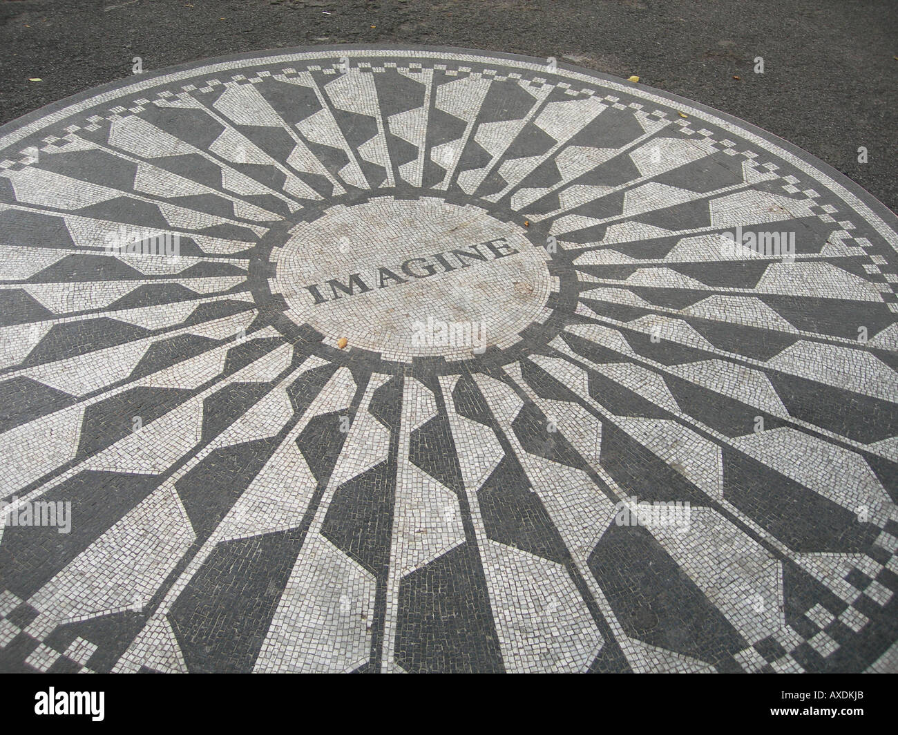 Pavement memorial mosaic Imagine to John Lennon in New York. Stock Photo