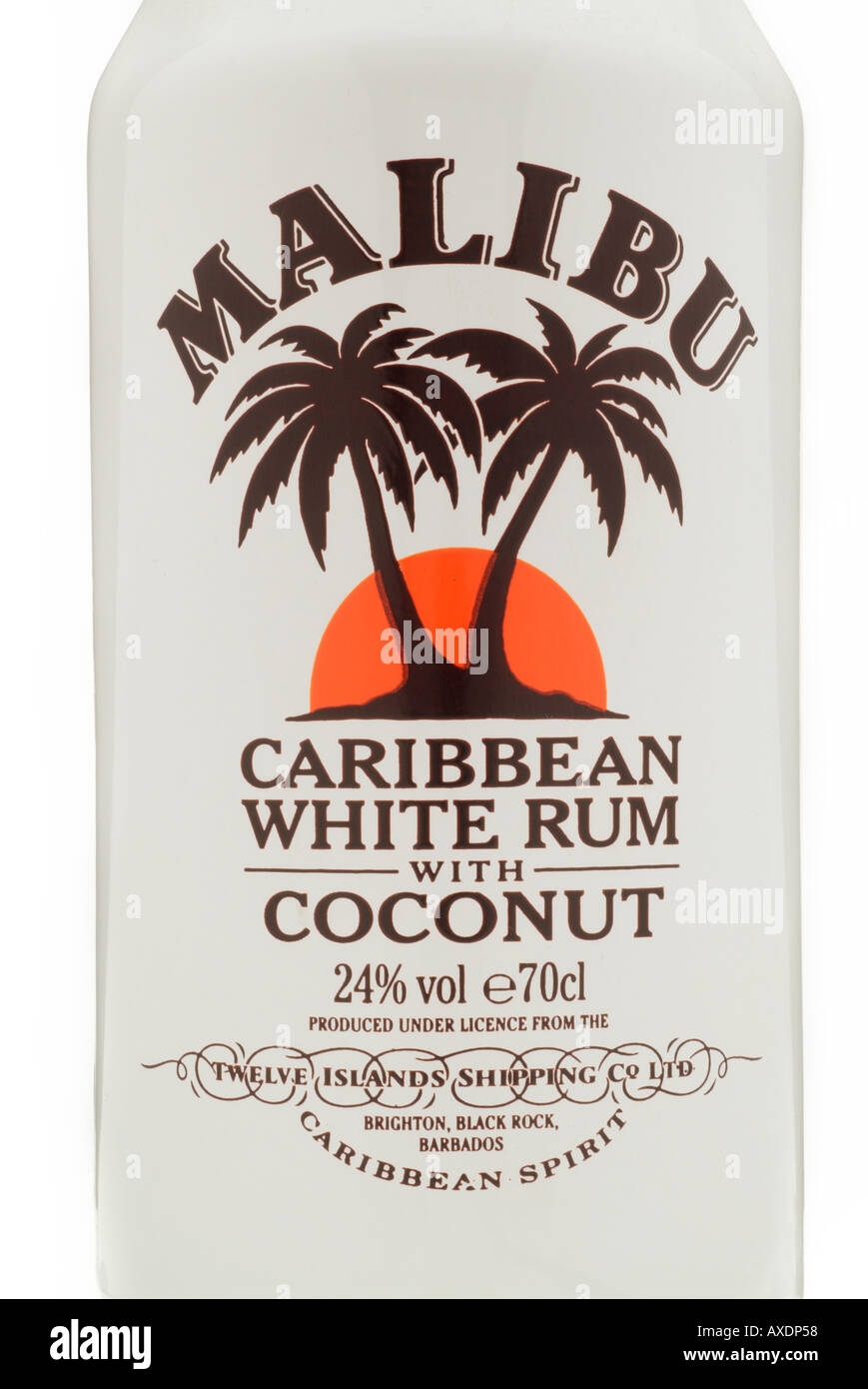 malibu caribbean clear white rum with tropical coconut twelve 12 island shipping co ltd brighton black rock Stock Photo