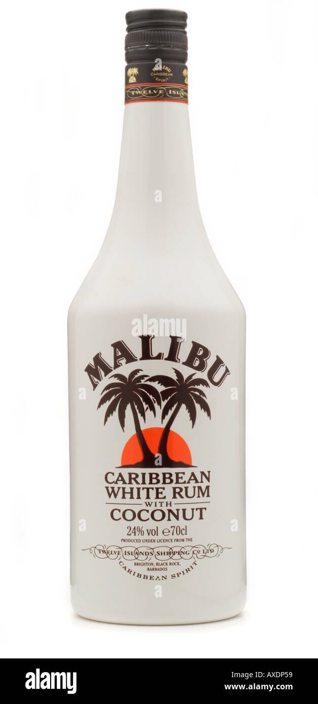 malibu caribbean clear white rum with tropical coconut twelve 12 island shipping co ltd brighton black rock barbados Stock Photo