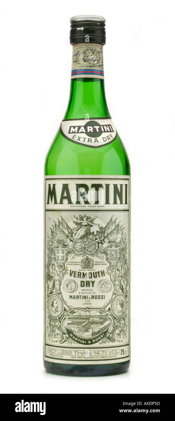 martini extra dry vermouth rossi italy italian torino turin alp alpine spritzer old lable Stock Photo