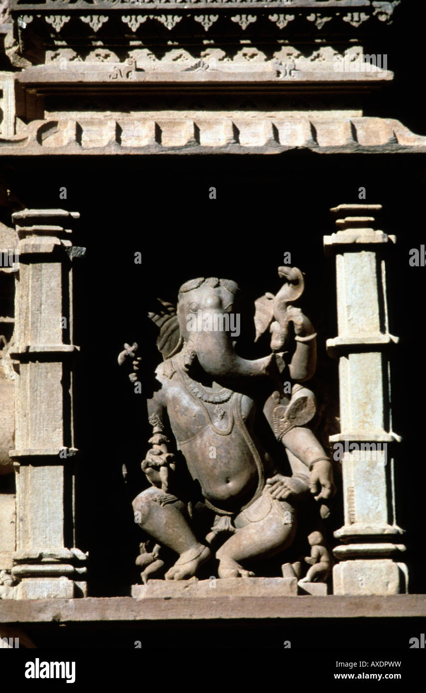Laksmana temple wall ganesh  950 A.D. Khajuraho, Madhya Pradesh, India Stock Photo