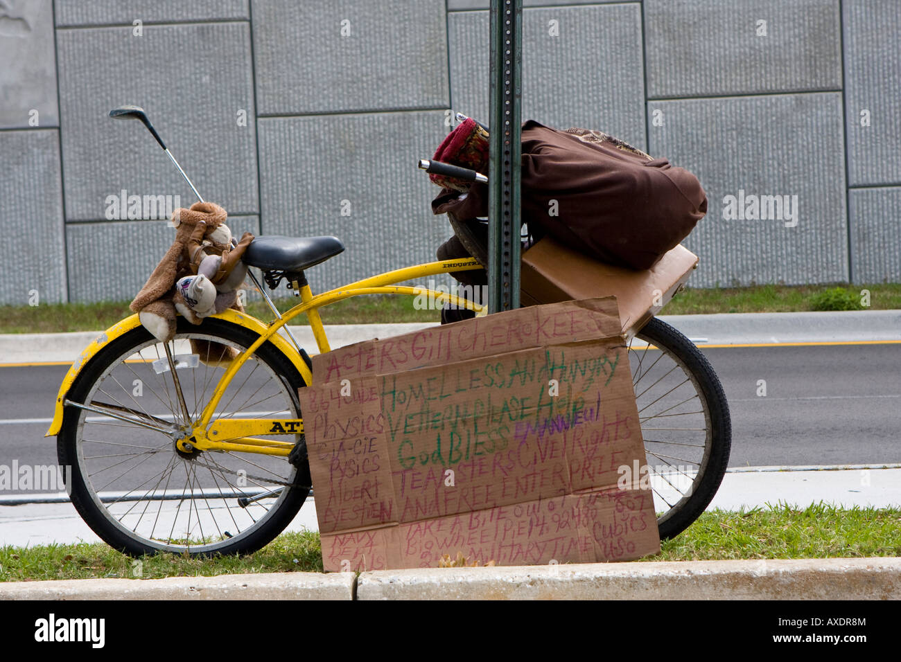 Homeless Veterans Bicycle and Belongings Clearwater Florida USA Stock Photo