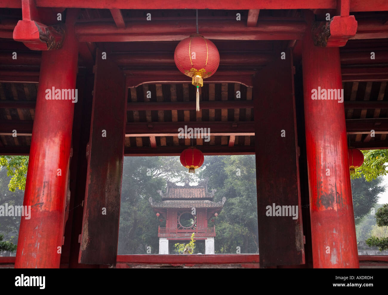 Traditional architecture in Literature Temple Hanoi Vietnam Stock Photo