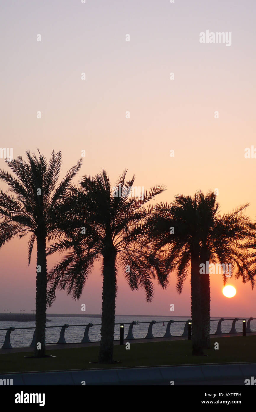 Sunset On The Corniche Waterfront Abu Dhabi Uae Stock Photo Alamy