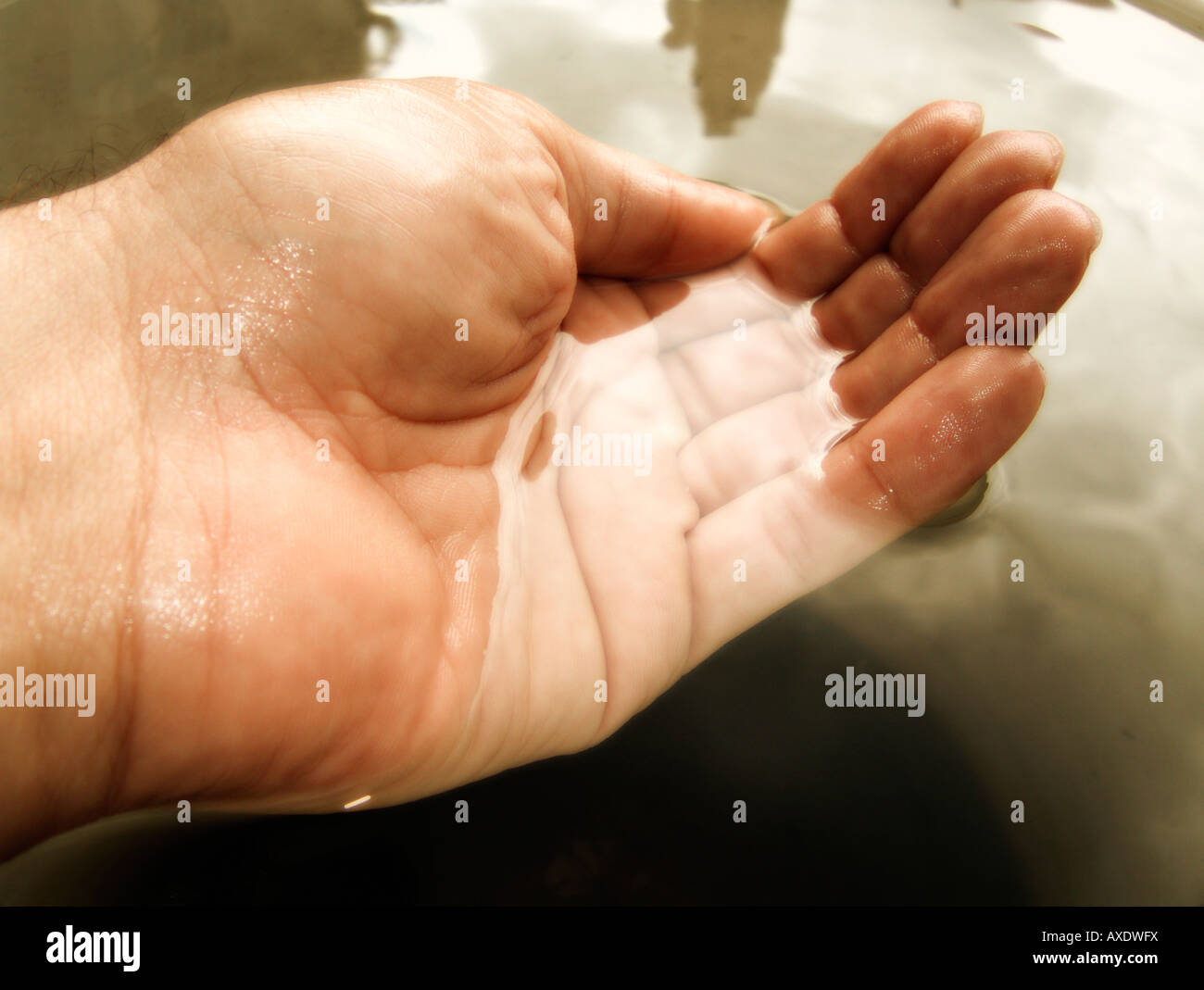 Hand holding water Stock Photo