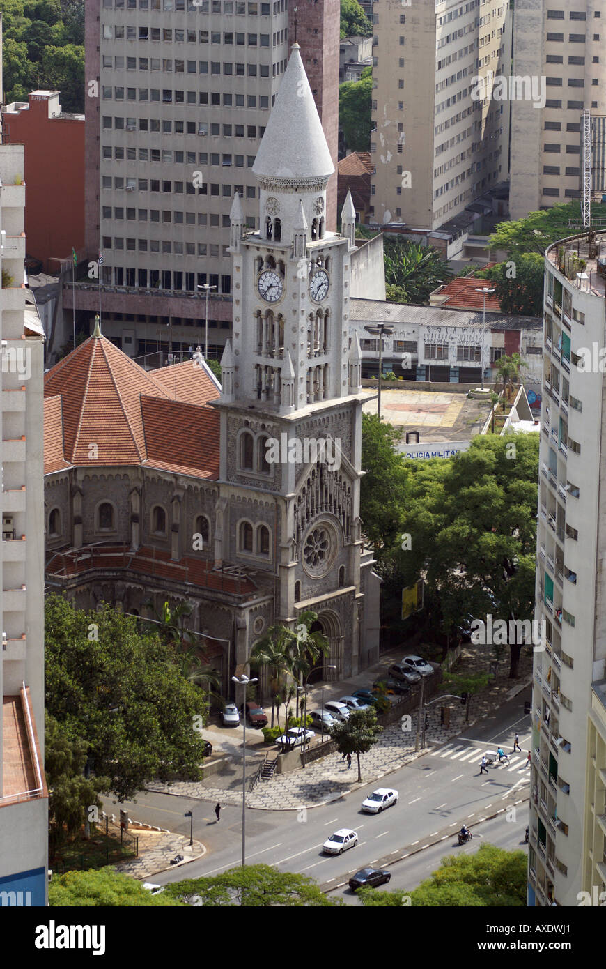 'Nossa Senhora da Conceição' church between Skyskrapers, São Paulo, Brazil Stock Photo
