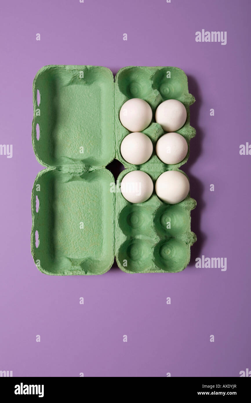 Eggs in box, elevated view Stock Photo Alamy