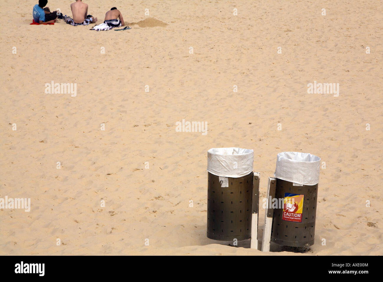 waste bins on bondi beach,sydney Stock Photo Alamy
