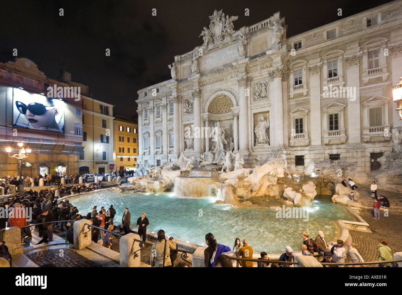 Trevi Fountain (Fontana di Trevi) at night, Historic Centre, Rome, Italy Stock Photo