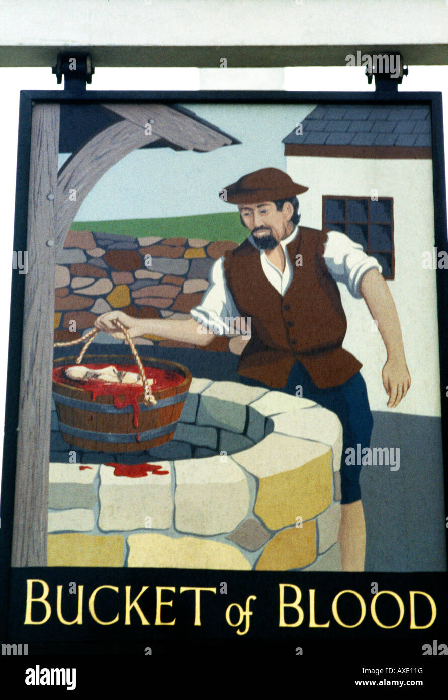 St Austell Cornwall Pub Sign The Bucket Of Blood Stock Photo Alamy