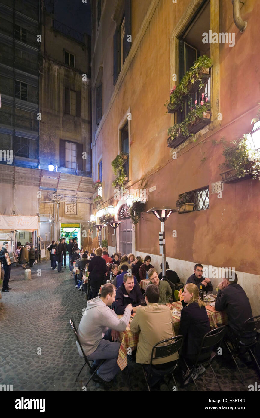 Sidewalk cafe at night, Historic Centre, Rome, Italy Stock Photo