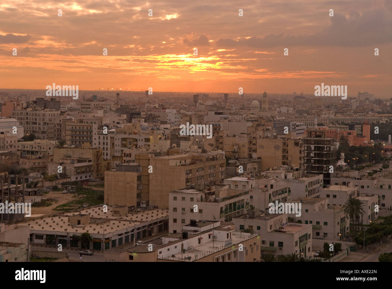 General view over the rooftops of the city of Tripoli, Libya. Stock Photo
