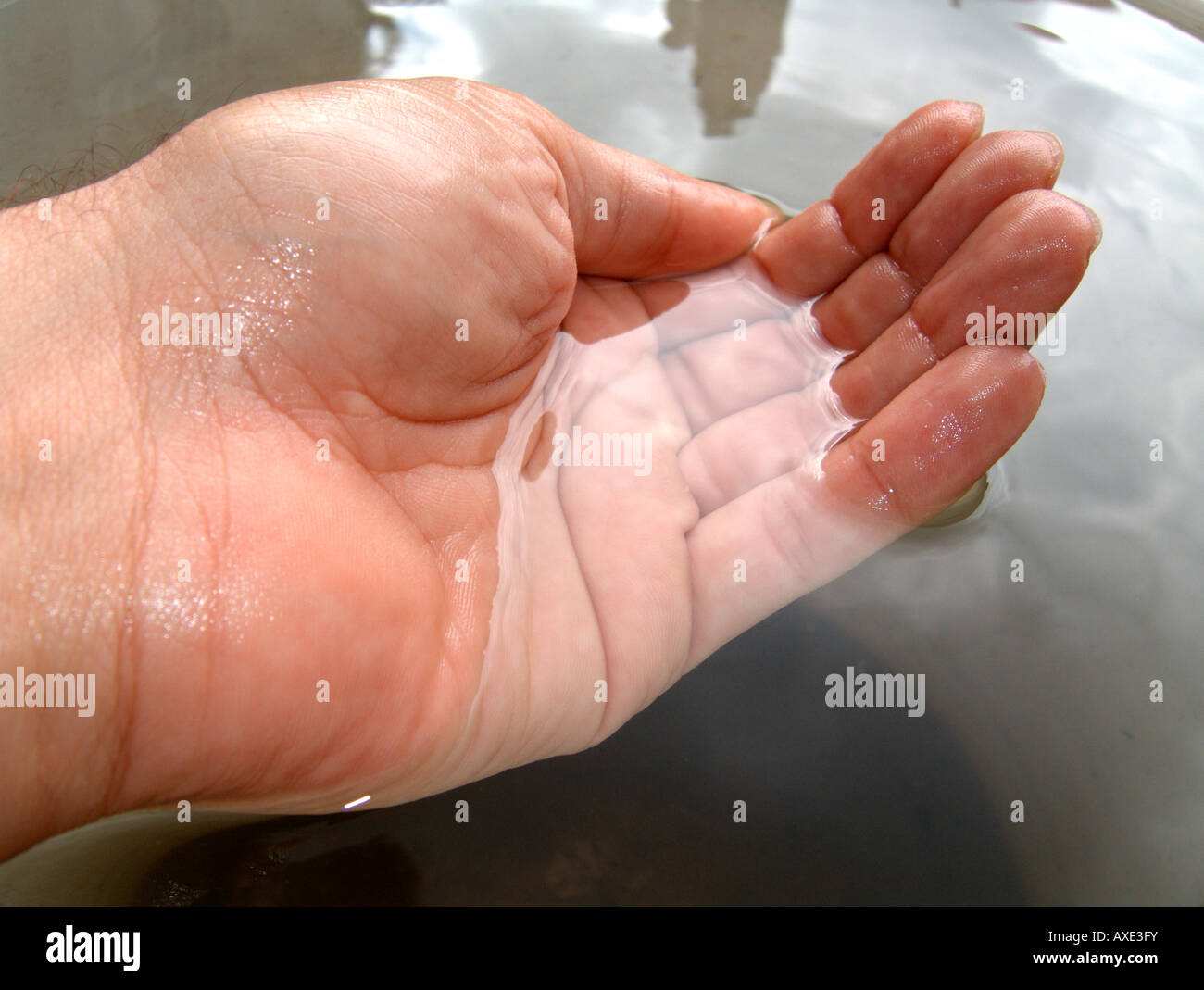 Hand holding water Stock Photo