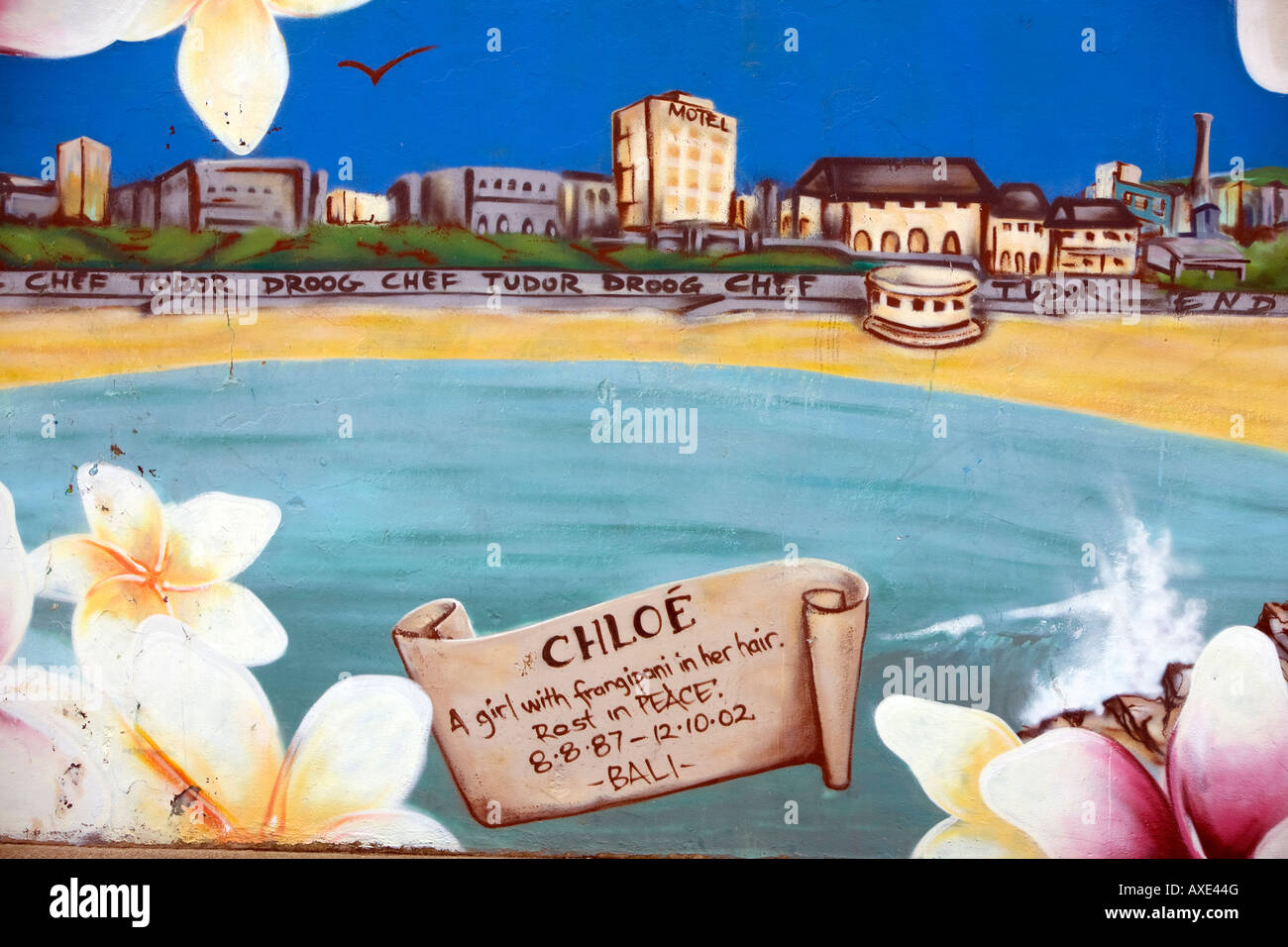 art graffiti memorial to chloe byron who sadly was a victim of the bali terrorist attack in Stock Photo