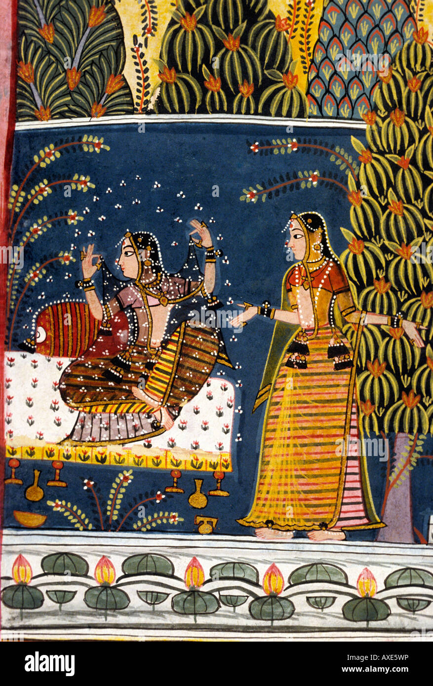 Malwa (India) Radha awaits Krishna c 1680 kanoria. Indian miniature painting, Rajasthan India Stock Photo