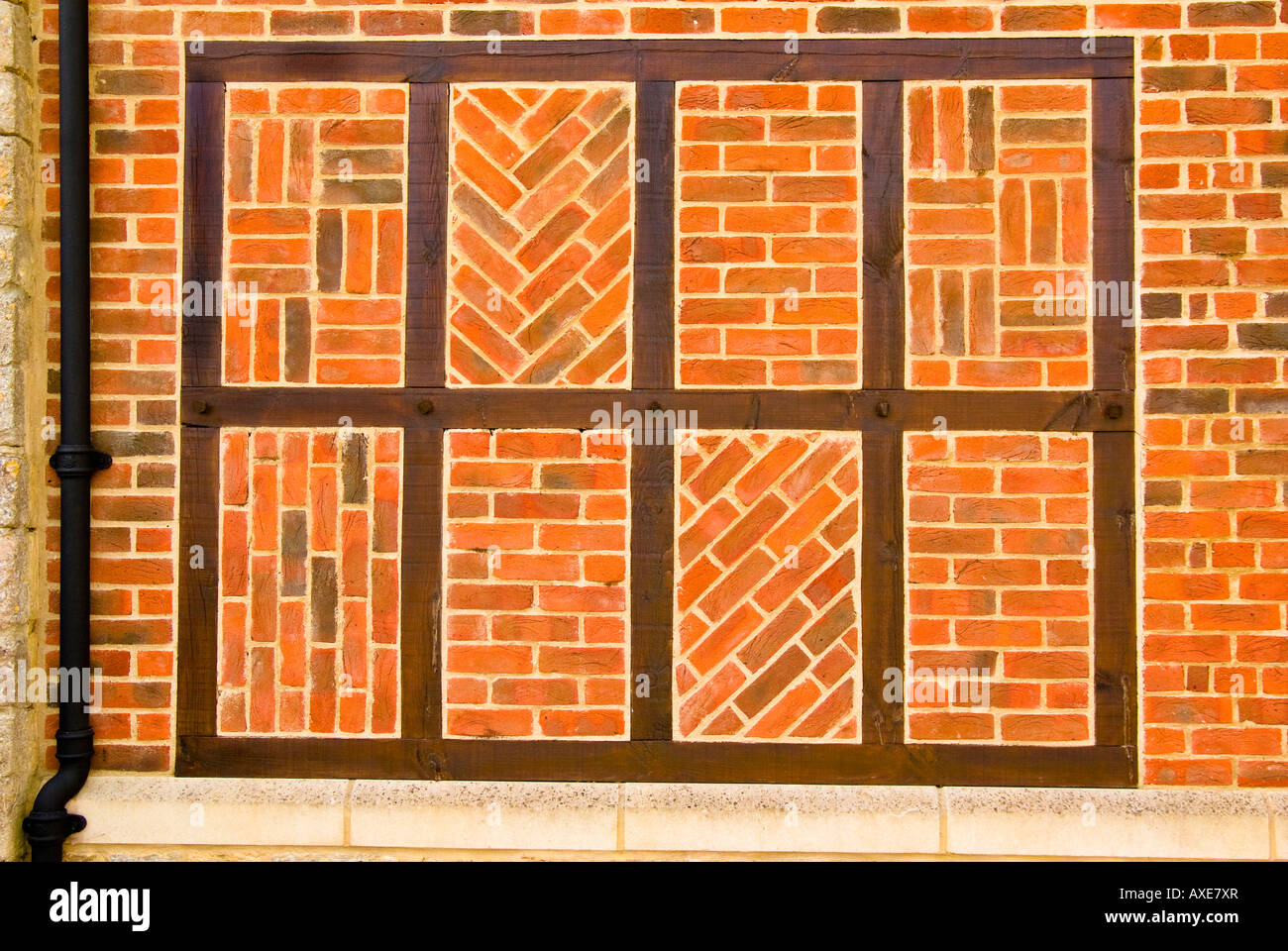 Brickwork patterns on the wall of a cottage in Wiltshire England UK EU Stock Photo