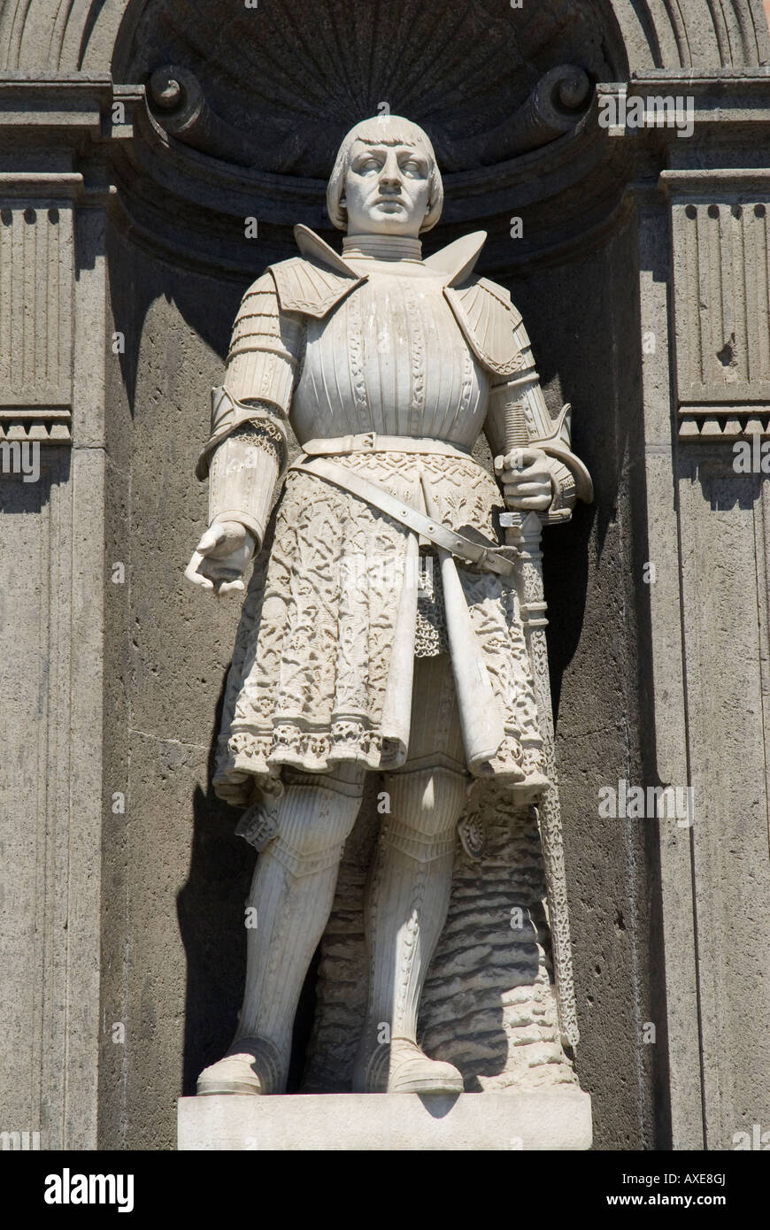 Statue of Alfonso V of Aragon, western façade side of the Royal Palace, Naples, Italy Stock Photo
