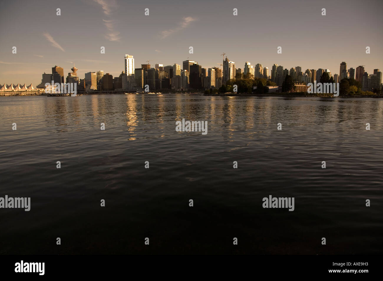 Skyline of city from Stanley Park Vancouver Canada Stock Photo - Alamy