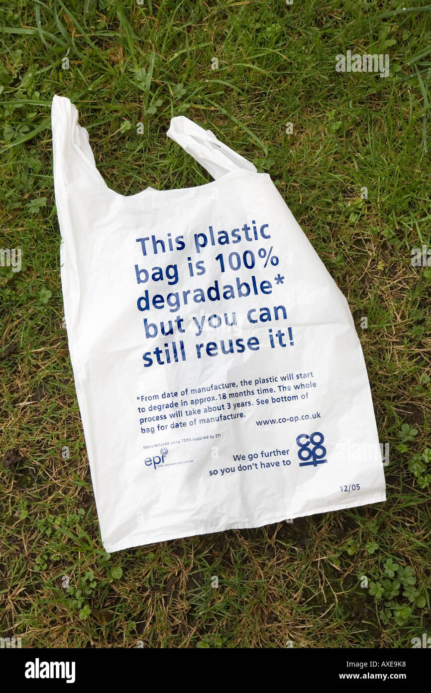Plastic biodegradable bag made for recycling Wales UK Stock Photo