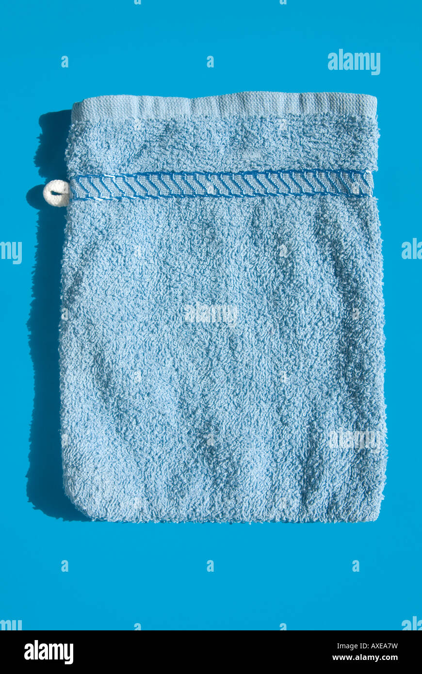 Blue washcloth, elevated view Stock Photo
