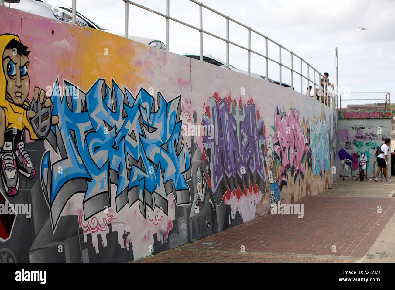 graffiti mural on the promenade wall, Bondi Beach,Sydney,Australia